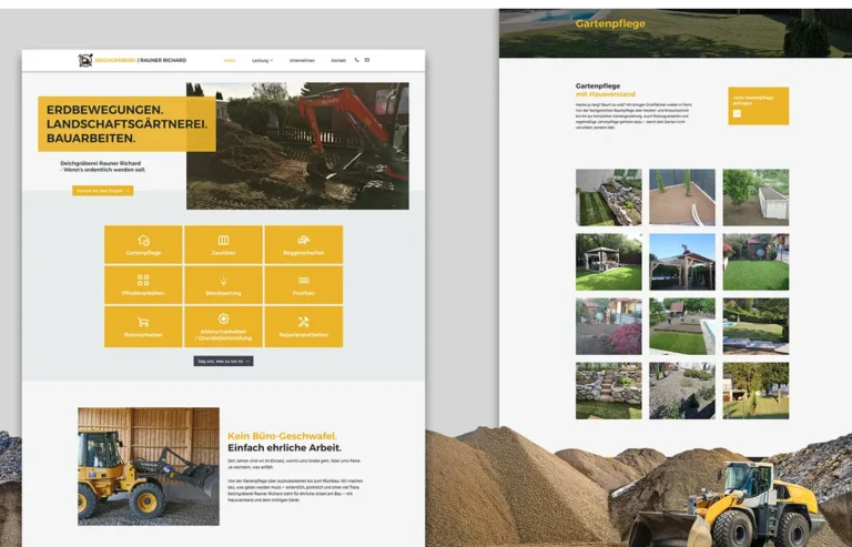 Webdesign für Deichgräberei Rainer Richard – Erdbewegung, Gartenbau & Bauarbeiten